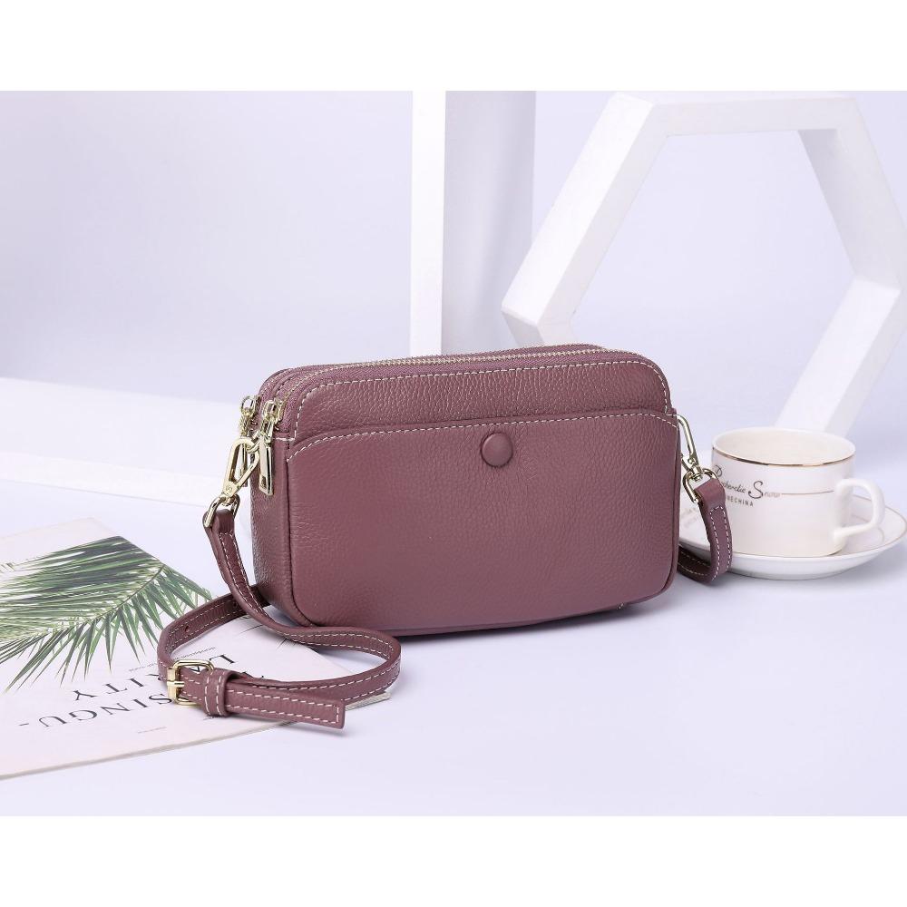 Женская сумка на плечо из коровьей кожи, сумка кроссбоди с несколькими отделениями на молнии, практичная женская сумочка, простая маленькая квадратная сумка