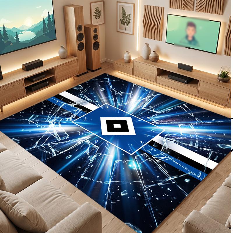 Hamburger SV Football Print Crystal Velvet Rug, Comfortable Water Absorbent Non Slip Indoor Floor Carpet