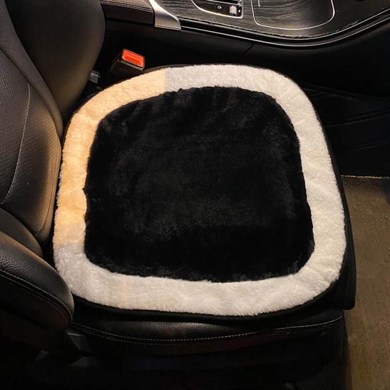 Уютная подушка для автомобильного сиденья, зимняя плюшевая четырехсезонная черно-белая волокнистая грелка, автомобильные аксессуары