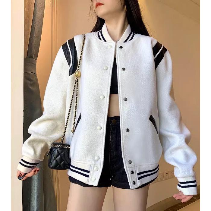 Женская модная бейсбольная куртка осени 2024 года — элитный нишевый дизайн