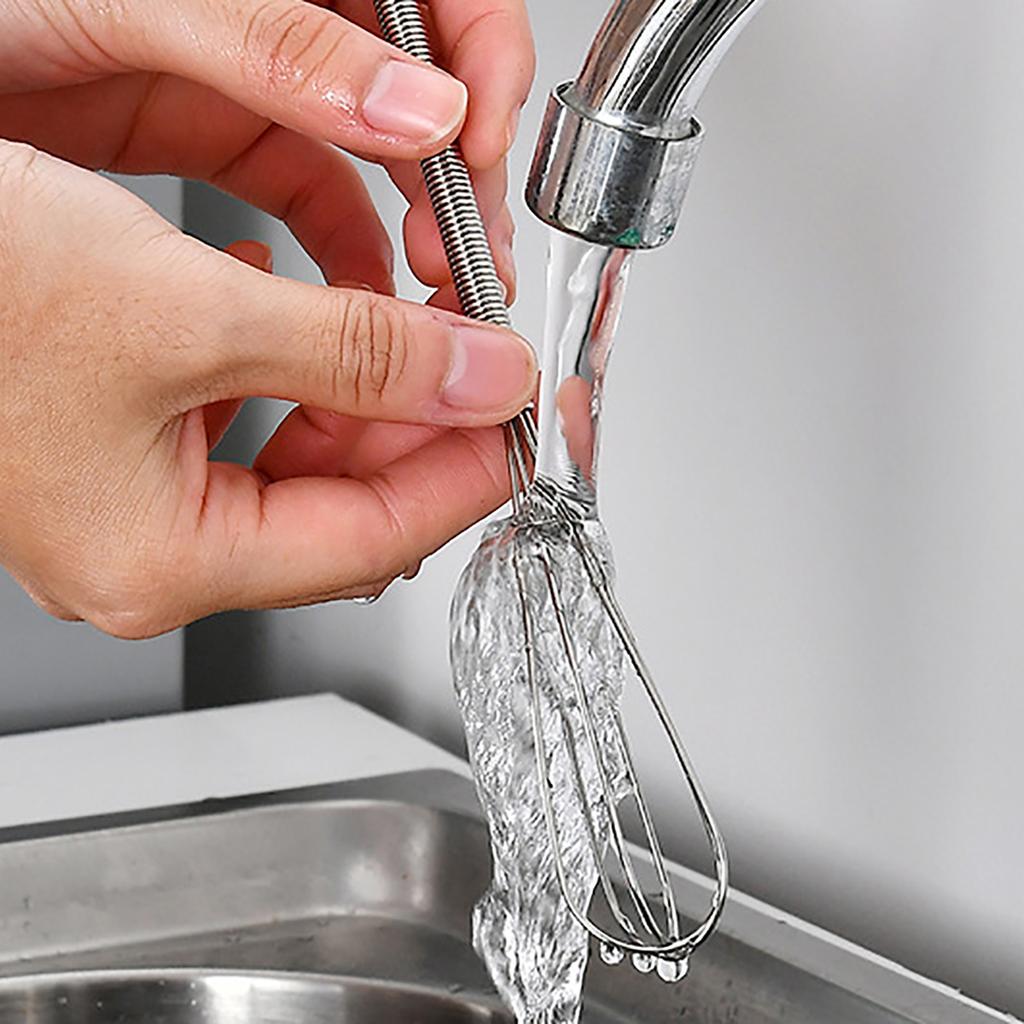 2pcs/set Stainless Steel Mini Manual Egg Beater Non-slip Spring Handle Small Egg Mixer Cream Mixer Easy To Clean Kitchen Tools