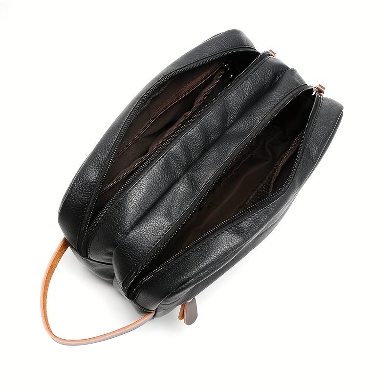 Черная ретро-сумка для мужчин, портативная дорожная сумка для хранения туалетных принадлежностей, водонепроницаемая повседневная сумка-клатч с двойной молнией