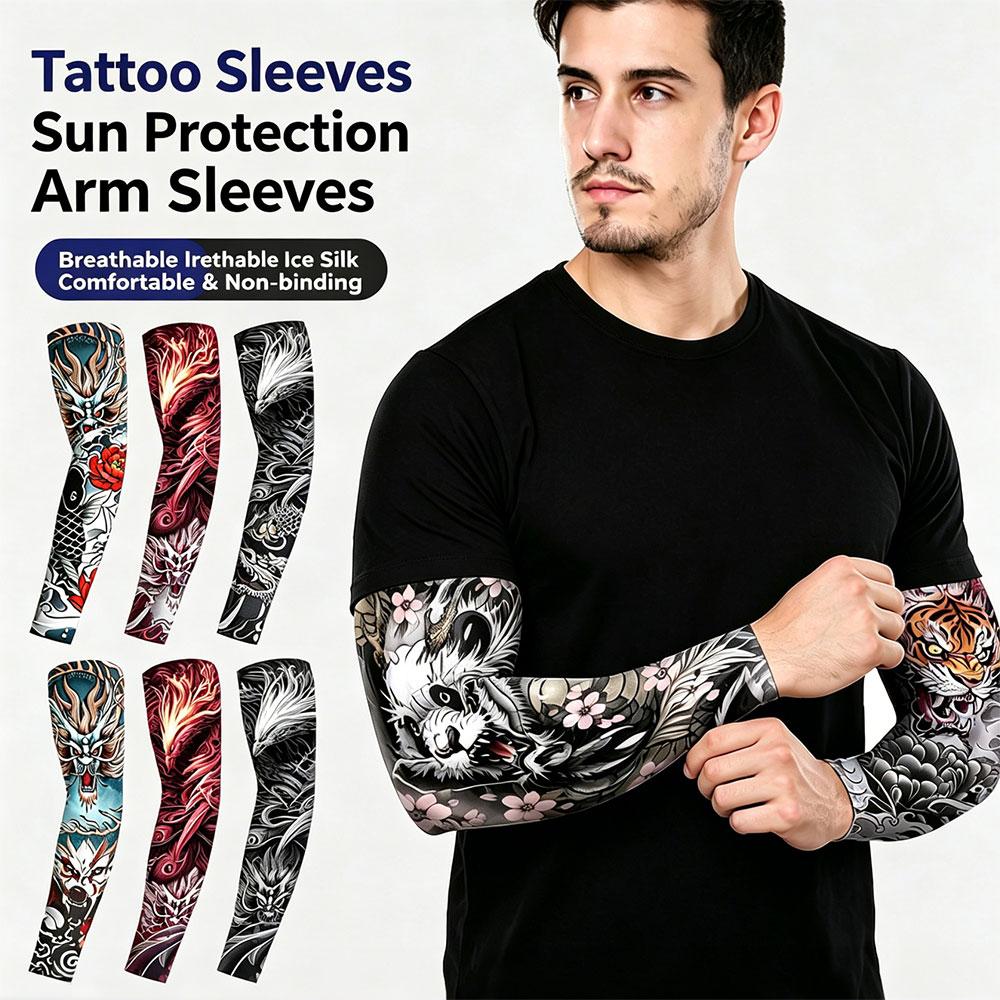 (6Pairs)UV Arm Sleeves | Sun Protection Tattoo Sleeves Cooling Arm Cover Breathable Anti Slip Temporary Tattoo 1