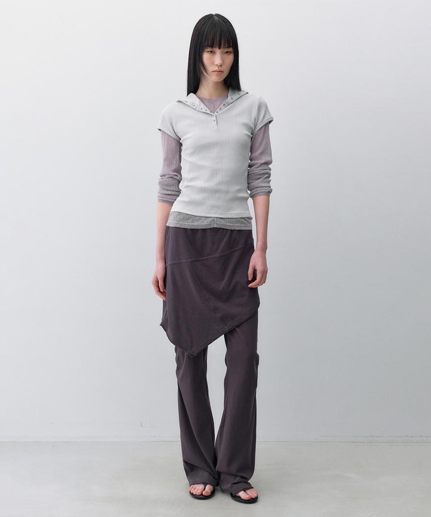 INSILENCE WOMEN Slim Snap Hoodie Top Light Grey