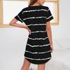 Новая женская модная свободная футболка с коротким рукавом в полоску и платье с круглым вырезом