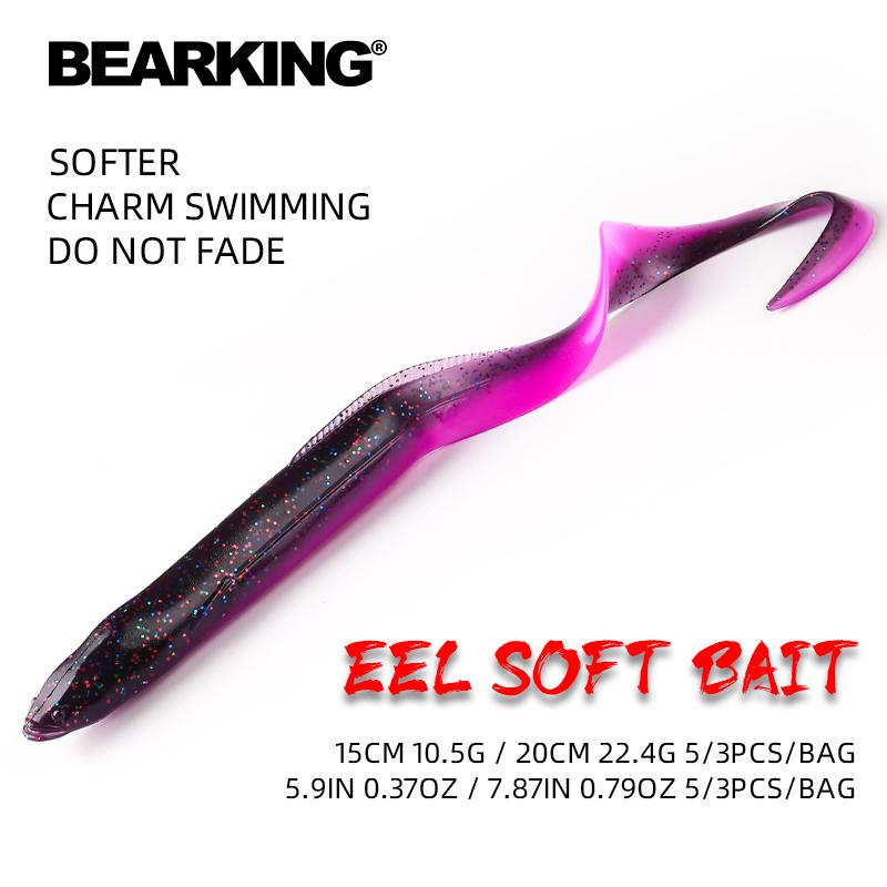 BEARKING Мягкие приманки EEL 20 см 15 см, искусственные приманки, рыболовные черви, силиконовые окуни, щука, гольян, приманка для плавания, отсадка, пластиковые приманки