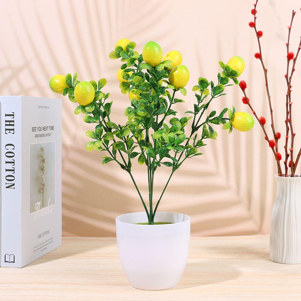 Centerpiece for Home Greenery Decoration Lemon Tree Artificial Fruit Lemon Branch with Green Leaves