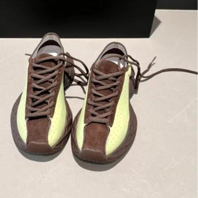 Fashion Sneakers Autumn New Round Toe Deep Mouth Colorblock Breathable Hole Front Lace-up Platform Non-Slip Low-Top Single