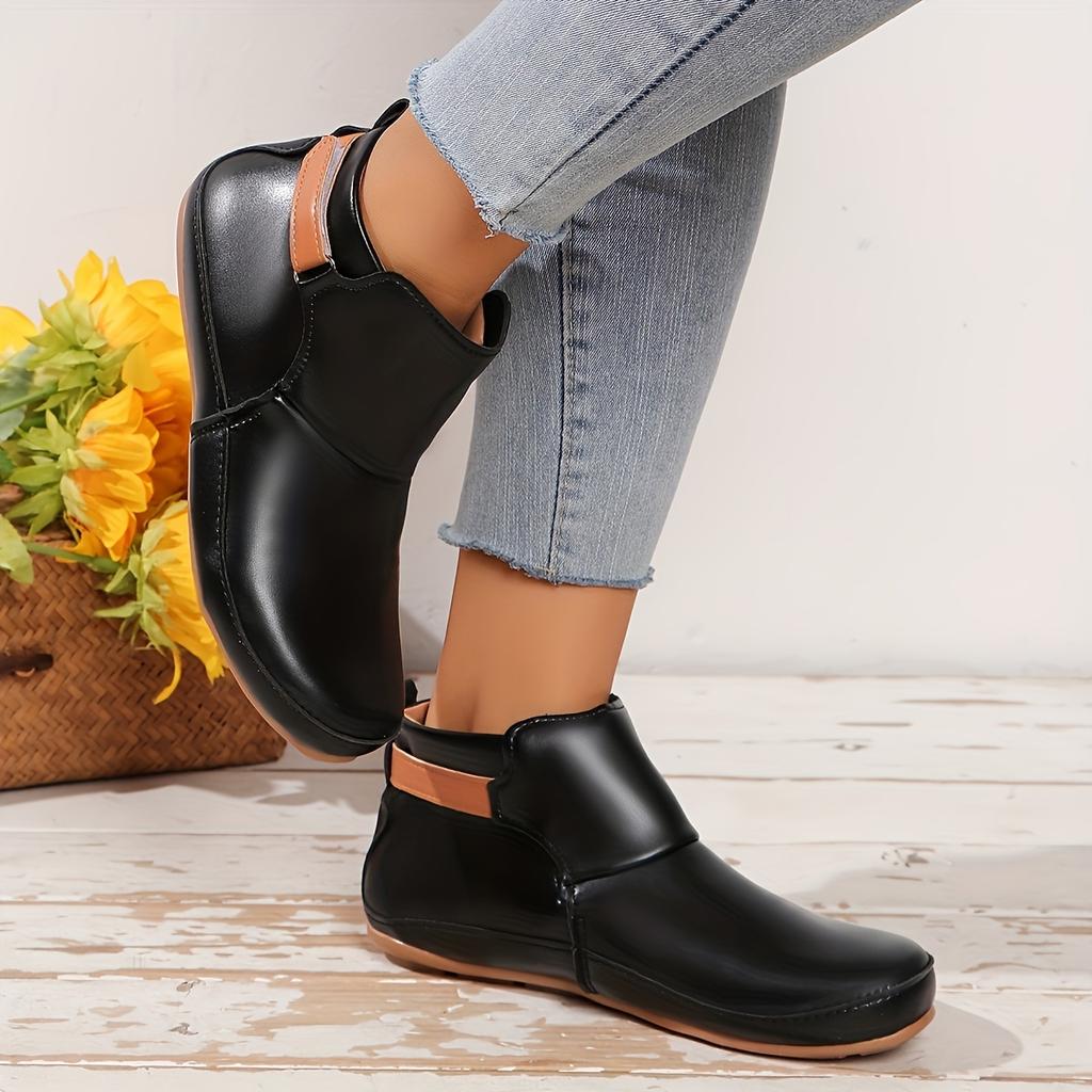 Plus Size Green Synthetic Women's Ankle Boots | Adjustable Hook-and-Loop Straps, Side Zipper, Platform Sole, Round Toe, Casual All-Season Boots