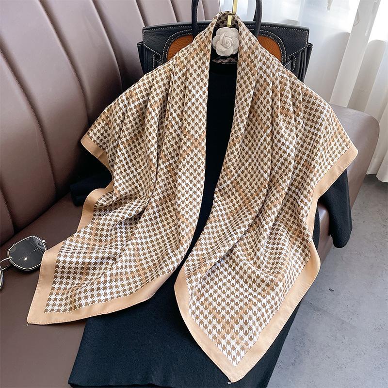 Design Twill Silk Square Scarf Women Luxury Brand Hijab Scarves Headband Foulard Ladies Shawl Wrap Echarpe Foulard Bandana