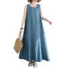 CoeFodMavo Sleeveless Long Dress with Floral Elegant Retro Oversized Loose Everyday Women's Print, Cotton-Linen, Style, Fit, Fit, Slimming,