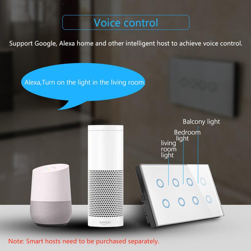 Wifi Smart Touch Light Wall Switch Interruptor Glass Panel 8 Gang 147*86mm Tuya App SmartLife Compatible with Alexa Google Home