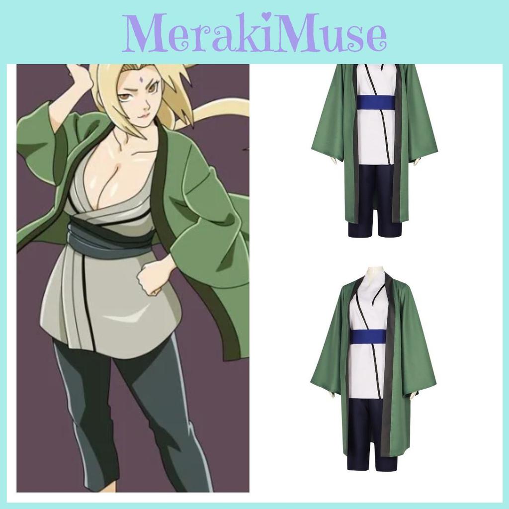 Аутентичный полиэстеровый костюм ниндзя Цунаде для косплея и сценических выступлений