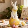 Мини Керамическая Фигурка Кролика на Пасху с Цветком, Красочное Яйцо, Статуэтка Зайчика, Весеннее Пасхальное Украшение для Дома, Офиса, Праздничной Вечеринки