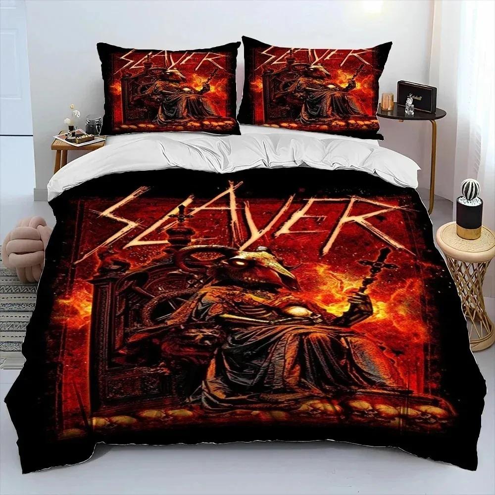 Slayer Heavy Metal Band Music Comforter Bedding CollectionDuvet Cover Bed Collection Quilt Cover PillowcaseKing Queen Size Bedding Collection Kids