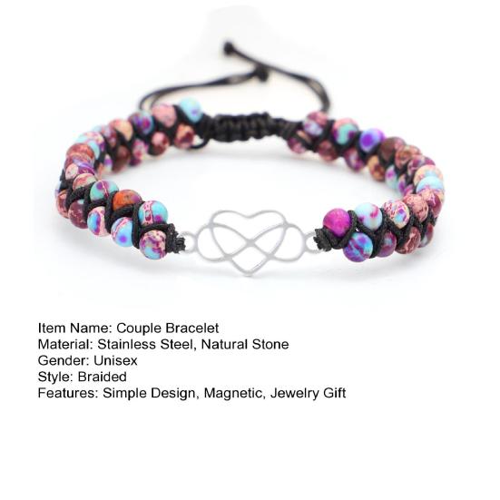 Браслет для пар, двухслойный, сотканный вручную, регулируемый, из нержавеющей стали, плетеный в виде сердца любви, подвеска из веревки на удачу