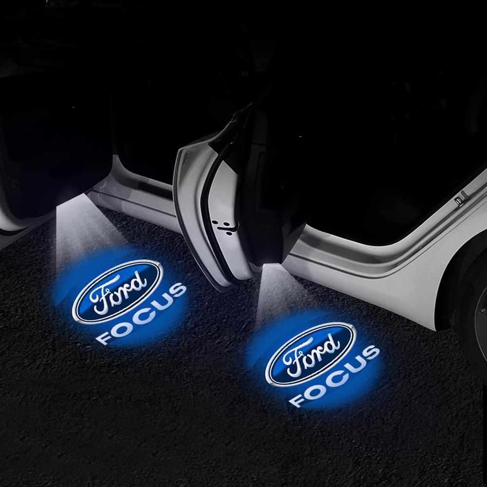 ugsbf6 2PCS Car HD Induction Lamp Laser LED Welcome Light Decoration Accessory For Ford Max 2007-2008 Mondeo 2007-2013 FOCUS Mustang