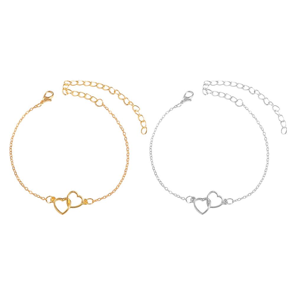 Бохо Блеск Ажурная Любовь Цепочка на ногу\ Цинковый сплав Цинка Цепочка на ногу Двойной Браслет на щиколотку Сердце Сувенир для путешествий