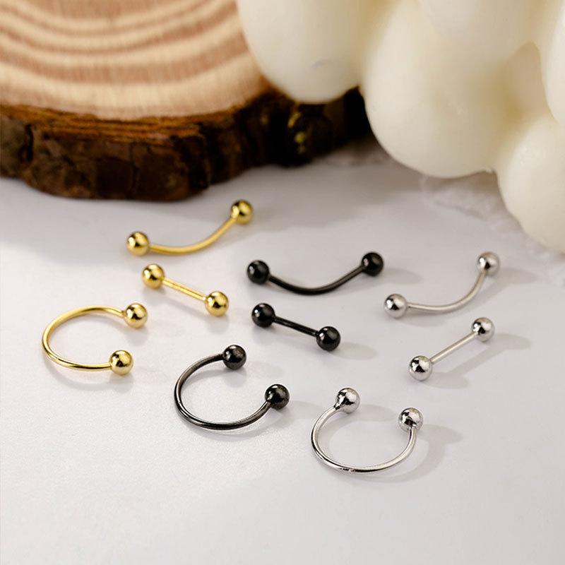 Round Bead Earrings New Style Trendy Personality Earrings Simple and Cold Wind Ear Bone Nails for Women Small and Versatile