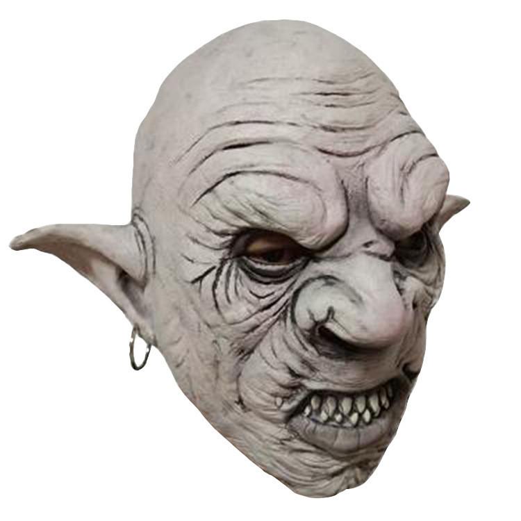 Latex Horror Mask For Halloween Costume With Earring Accent And Haunted Theme