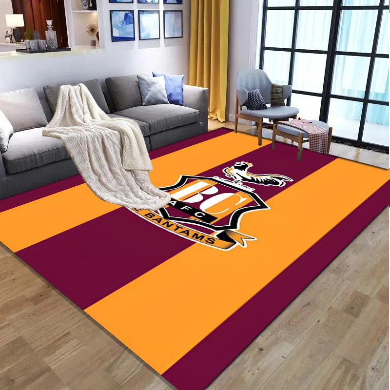 Bradford City AFC Pattern Rug, Indoor/Outdoor Mat, for Picnic, Gameroom, Bedroom, Office, Living Room, Home Decor Carpet, Birthday Gift