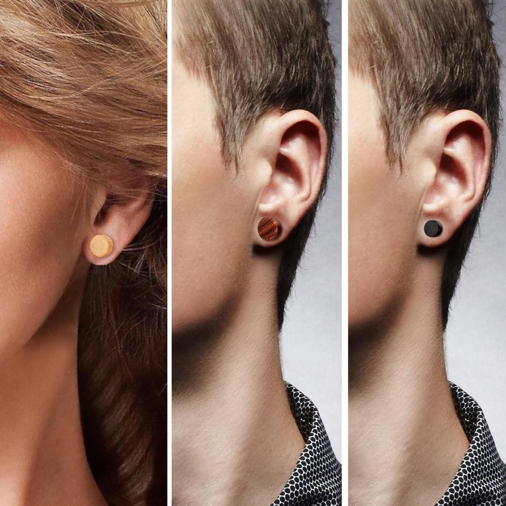 Деревянные серьги 16G Деревянные искусственные манометры Заглушки Серьги для мужчин и женщин Деревянные поддельные заглушки Манометрические шпильки Круглые плоские задние серьги-гантели с туннелем для мошенников