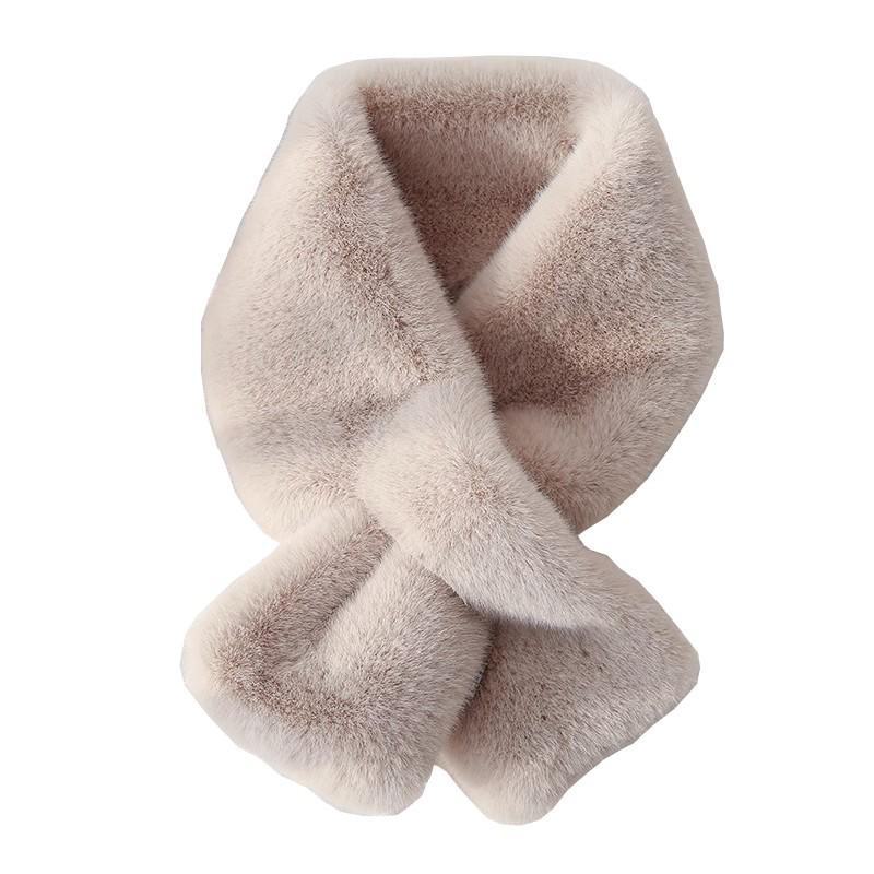 Women's Winter Plush Thickened Scarf - Korean Style Pure Color Rex Rabbit Fur Collar