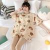 Women's Pajamas Set Sweet Cartoon Sleepwear Print Tops and Shorts Pajama 2 Piece Suit Homewear Nightwear Loungewear for Autumn