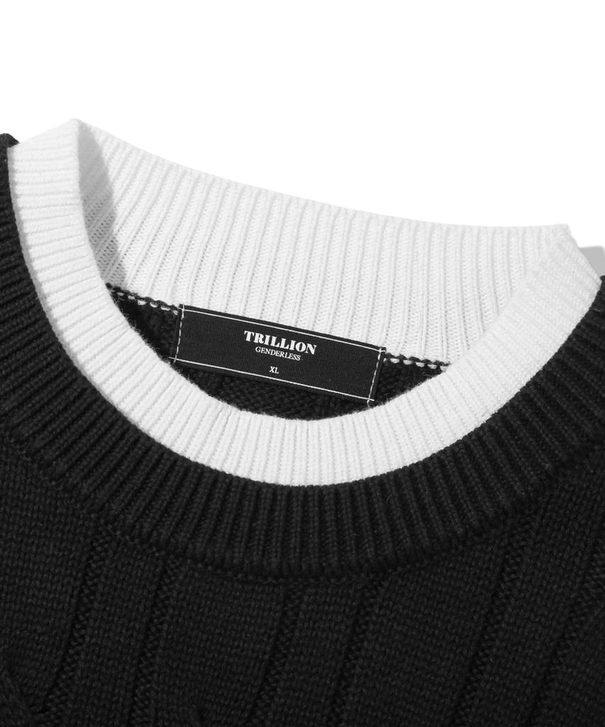 TRILLION Layered Cable Knit_Black