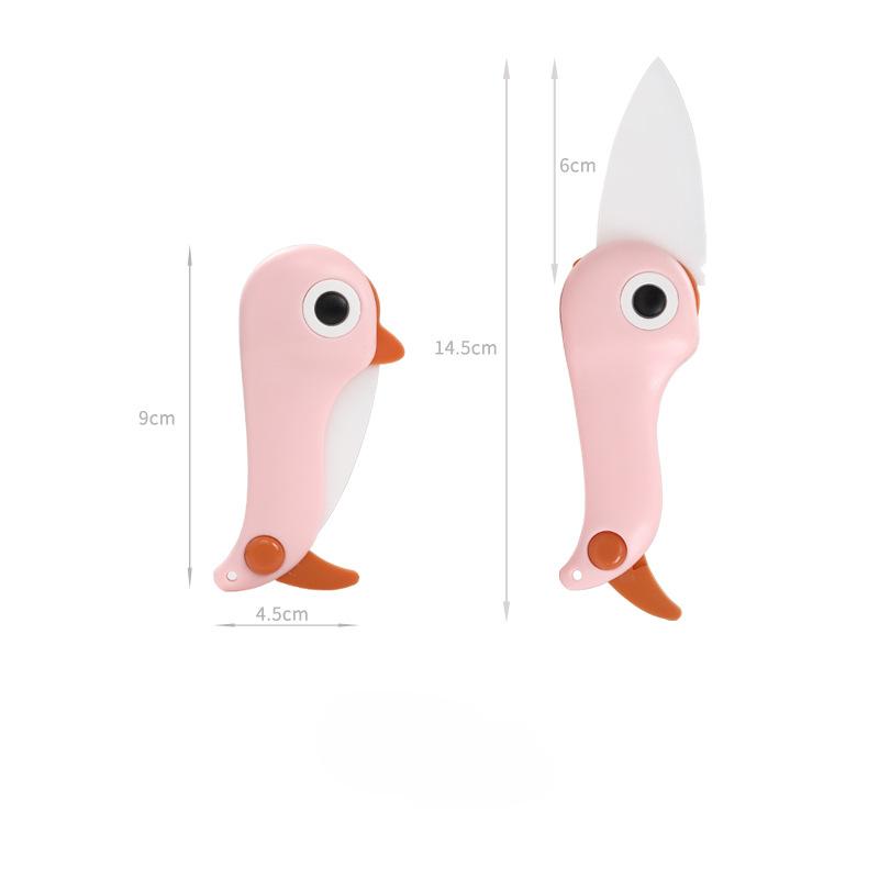 Penguin Creative Cartoon Ceramic Knife Folding Knife Fruit Knife Kitchen Knife Portable Small Knife Peeling Knife
