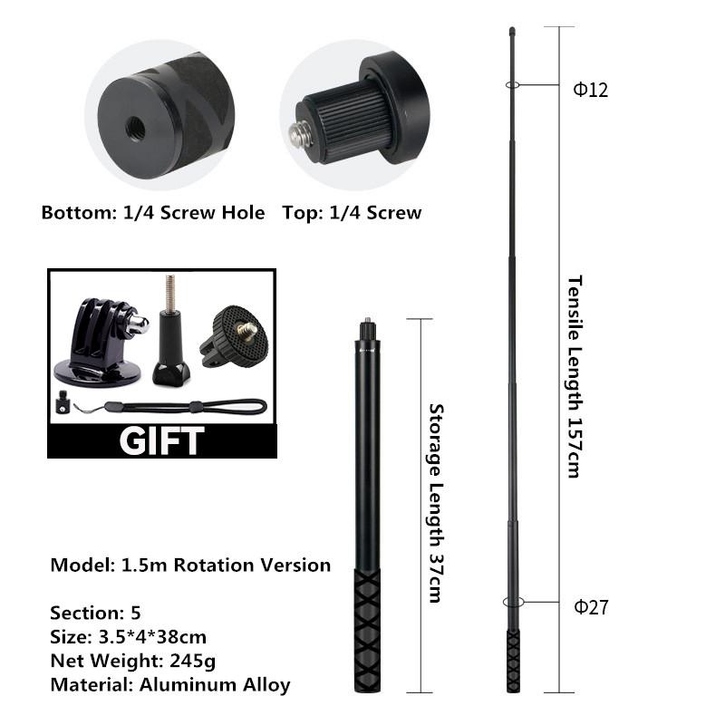Палка для селфи для Insta 360 X4 X3 X5 Bullet Time Вращающаяся ручка Штатив Для Go Pro 13 12 DJI Алюминиевые аксессуары для палки для селфи