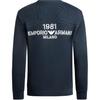 Emporio Armani Мужская толстовка с длинным рукавом и вышитым логотипом, круглый вырез, темно-синяя 6R1ME3-1JWPZ-0920