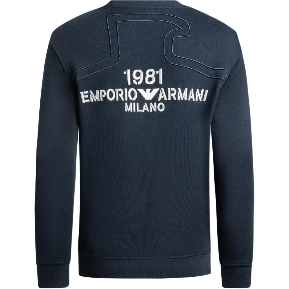 Emporio Armani Мужская толстовка с длинным рукавом и вышитым логотипом, круглый вырез, темно-синяя 6R1ME3-1JWPZ-0920