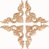 4 Pcs Wood Carved Appliques Onlays, Unpainted Little Wooden Corners Flower Carvings Decals for Mirrors Cabinets Walls Doors DIY Artwork Project