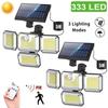 333 LED Integrated/Split Solar Powered Light Outdoor Motion Sensor Wall Lamp Adjustable Head 3300Lum Waterproof LED Flood Lights