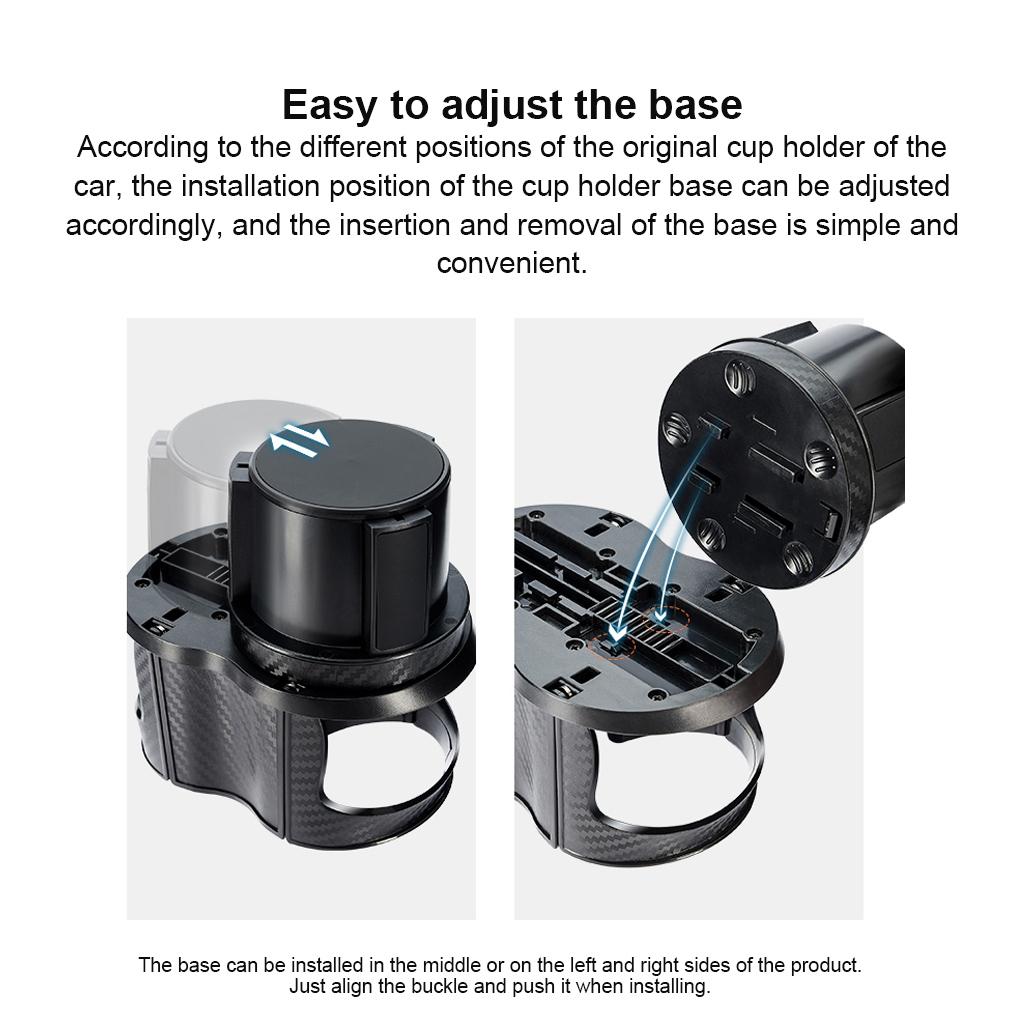 Universal Car Cup 360-Degree Holder Expander Adjustable Adapter Automotive Organizer Auto Accessories Black   Gold