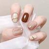 Осенне-зимний набор для свадебного нейл-арта с эффектом размытия цвета - 24 съемных коротких накладных ногтя
