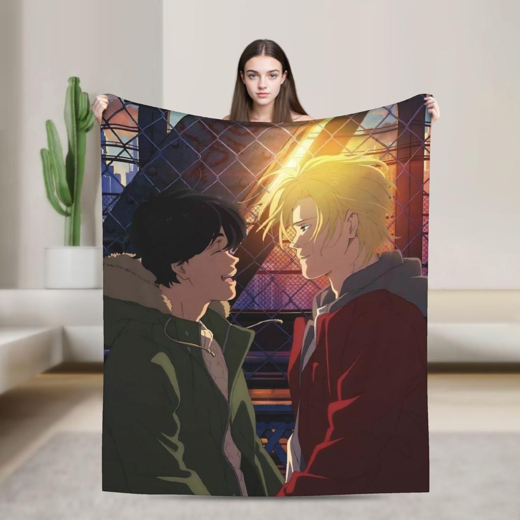 Banana Fish Anime Throw Blanket for Couch  Soft Fuzzy Plush Blanket 50x60 Inch Multiple Sizes Bedspreads for All Seasons