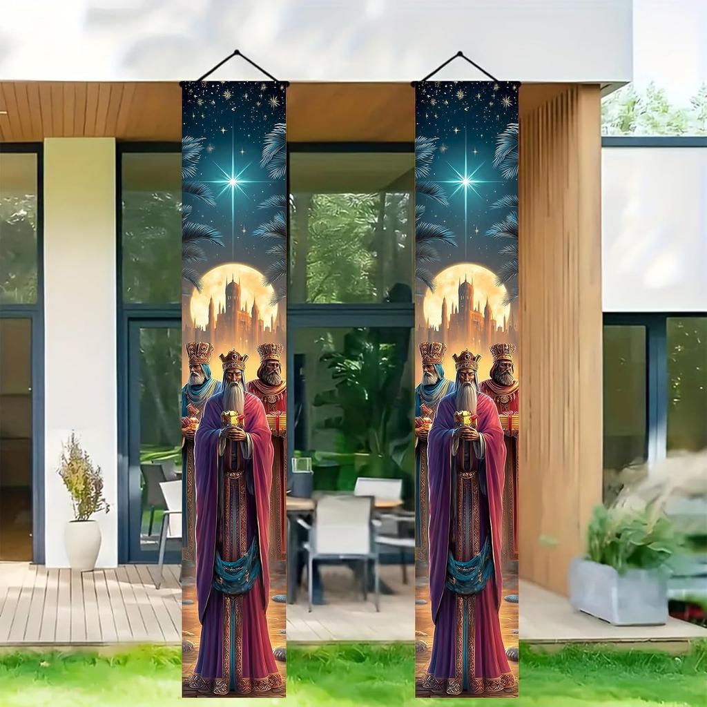 Three Kings Day Door Banner 71 x 12 Inch Vertical Hanging Decoration Epiphany Fiesta Día De Reyes Celebration Religious Holiday Porch Wall Entryway