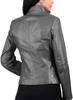Women's Jacket Gray Causal Handmade Leather Lambskin Stylish Casual Biker Soft