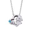 HANGYODON Necklace 40cm Sanrio Characters Open Heart Seashell Shell Hapidanbui 925 Silver Surgical Stainless Steel Cubic Zirconia Rhodium Coating