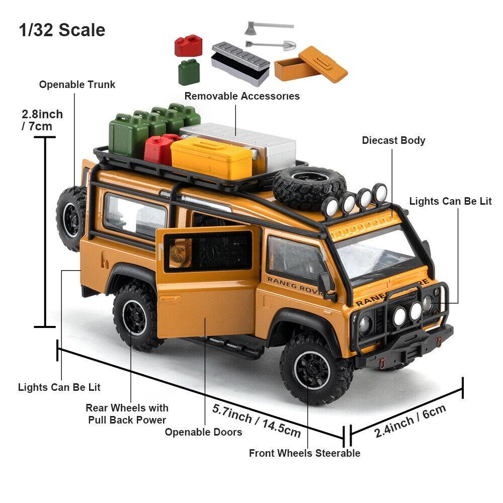 1/32 литой автомобиль для Land Rover Defender Van модель игрушечная машинка со звуком и светом