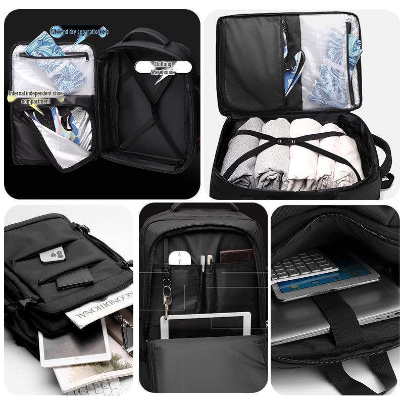 Мужской расширяемый рюкзак для ноутбука для деловых поездок - Большая вместимость, ручная кладь для офиса и путешествий.