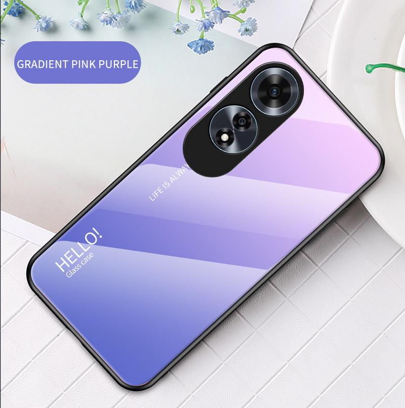 Защитный чехол из градиентного закаленного стекла для OPPO A60 A79 A18 A38 A98 A78 A58 A17 A16 Глянцевая задняя крышка