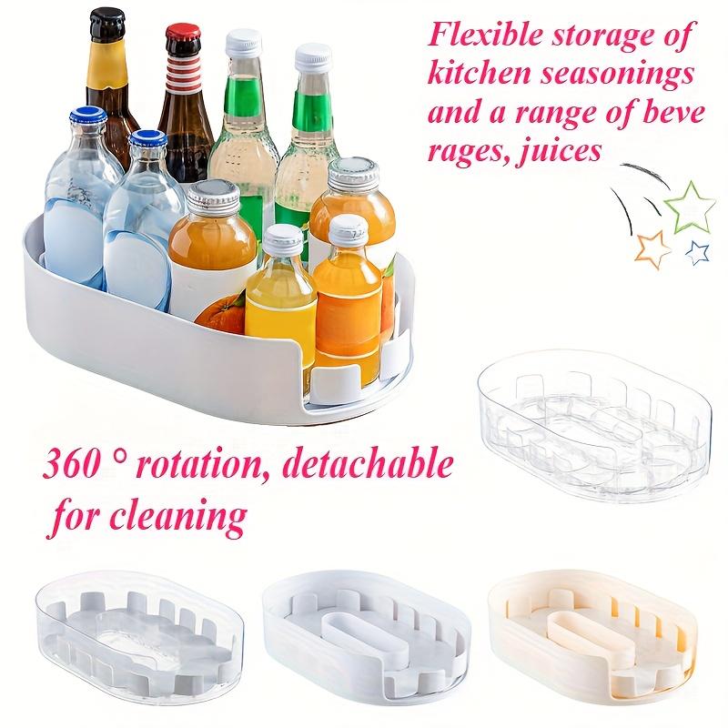 Beer Beverage Storage Tray 360 Rotating Removable Organizer Beer Holder Turntable Organization For Fridge Cosmetics Storage