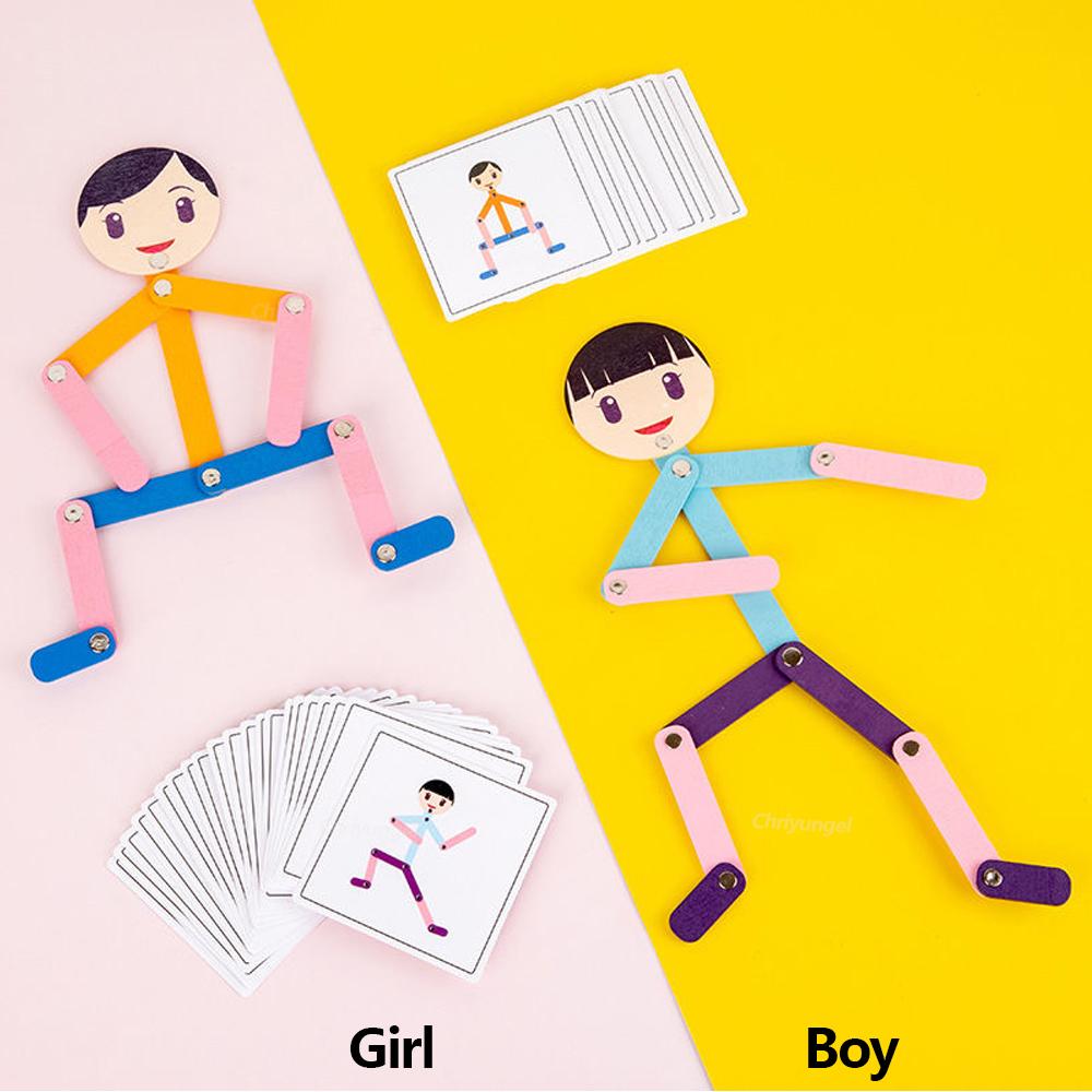 Sport Wooden Man Material DIY Puzzle Toys Boards Educational Game Early Learning Toy for Children Preschool Fine Motor Training
