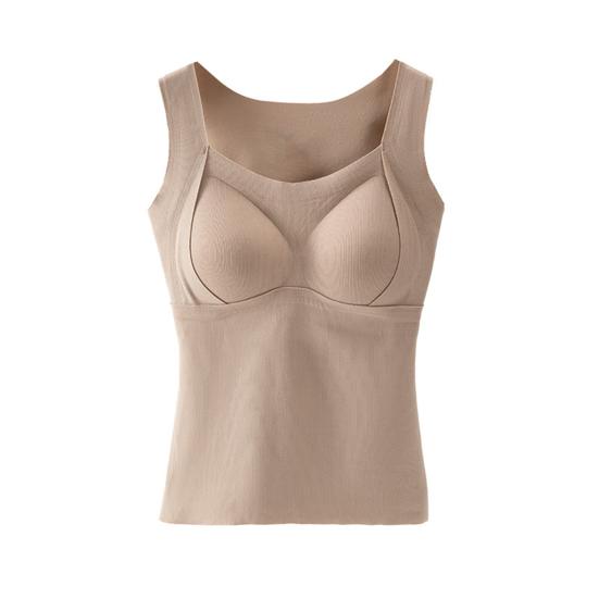 Женская термомайка без рукавов со встроенным бюстгальтером, на флисовой подкладке, теплая, базовый слой, туника, майка, нижняя рубашка для холодной погоды