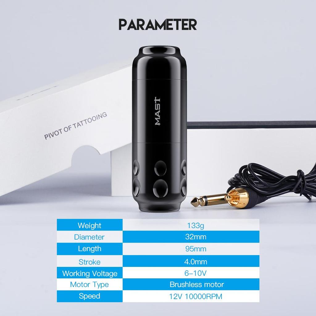 Мачта, роторная машина для татуировки, ручка, бесщеточный двигатель, длина хода 4,0 мм, RCA, подключение для всех стилей татуировки