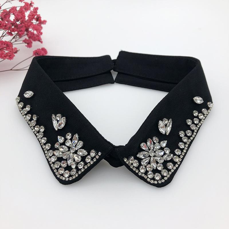 Beading Fake Collar Women Elegant Diamond Detachable Collars for Woman False Shawl Shoulder Wrap Lapel False Collars Woman Tie
