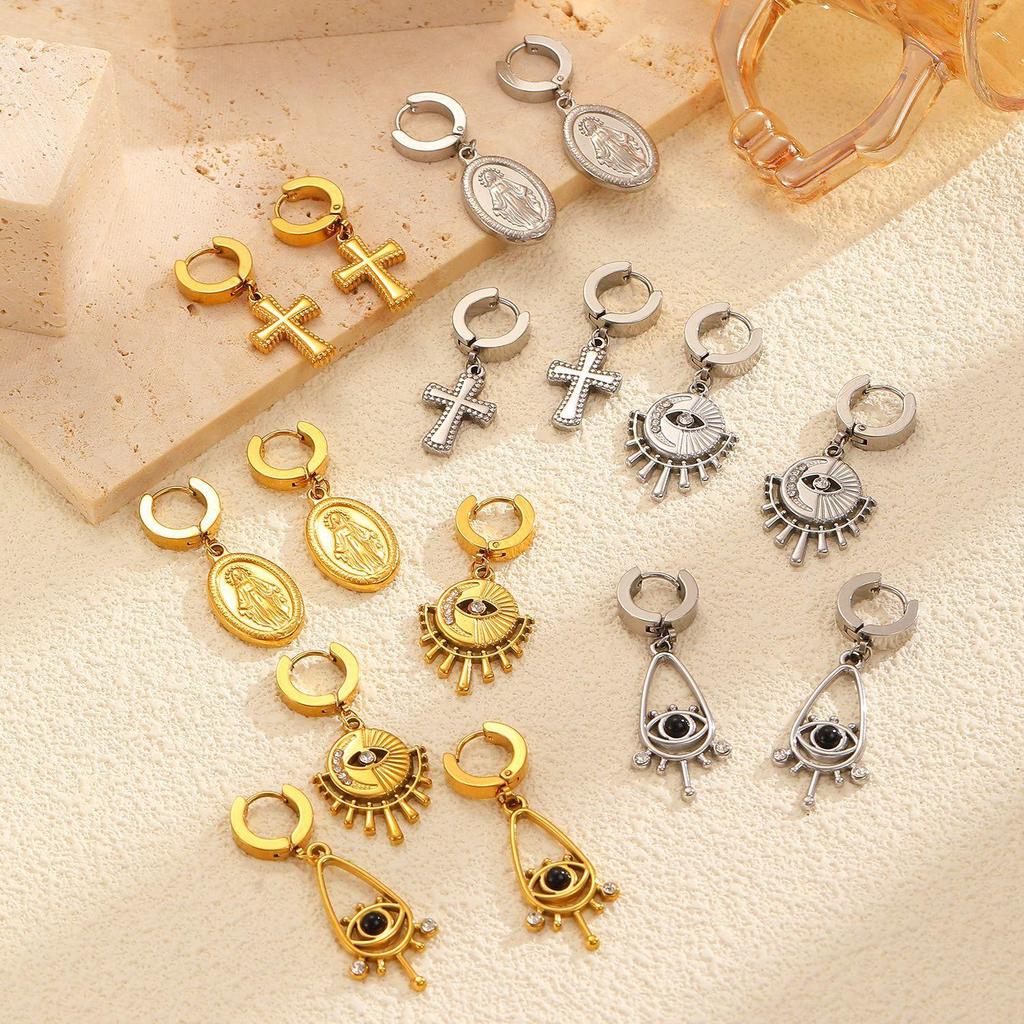 Изысканная Мода Универсальные Минималистичные Геометрические Серьги-Подвески Овальной Формы в Виде Сердца из Нержавеющей Стали для Женщин